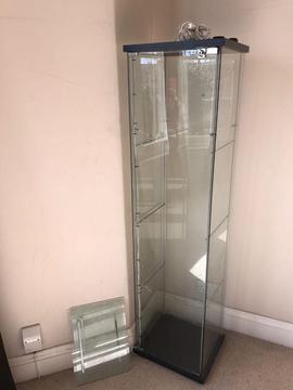 IKEA Detolf Glass Display Cabinet with lights and lock
