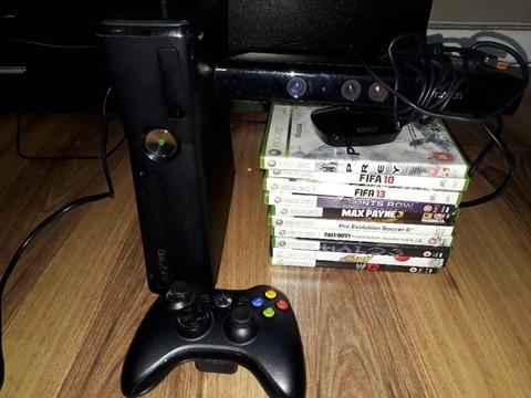 Xbox 360 with kinect and games