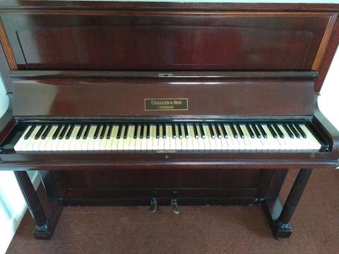 Upright piano, Challen & Son, circa 1930s, iron frame, in need of repair