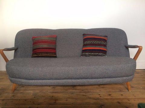 Mid Century Vintage Sofa in Grey Harris Tweed - Open to offers