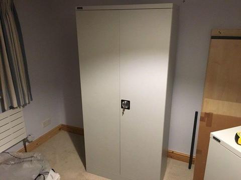Tall Steel Cabinet in Grey, lockable