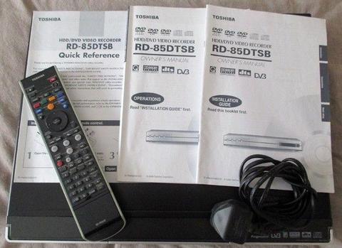 DVD/HDD VIDEO RECORDER TOSHIBA RD-85DTSB 160GB, REMOTE, POWER CABLE & MANUALS. - TV NOT INCLUDED