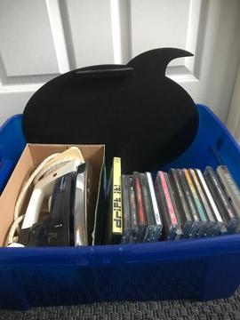 Box worth free items, box not included various cds speech chalk board