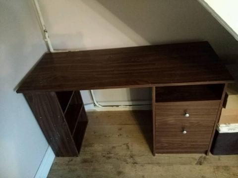 Brown desk with drawers
