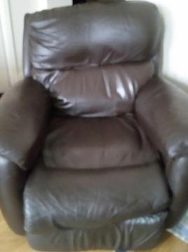 Brown Leather Recliner Armchair Electric