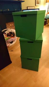 Green ikea boxes