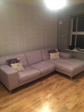 Lilac used left handed corner sofa. Free for collection