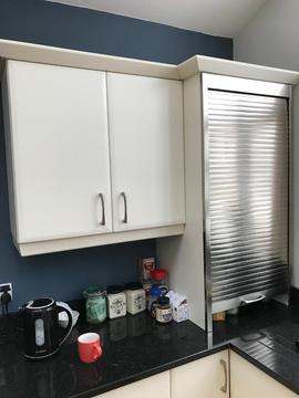 Two roller shutter kitchen cabinets