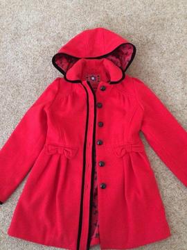 Beautiful red girl's coat with hood from TU aged 9-10