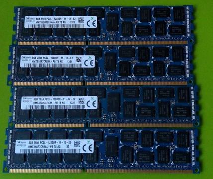 Hynix 32GB (4x 8GB) RAM 2RX4 PC3-12800R DDR3 1600Mhz ECC Server REG Memory
