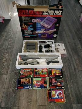 snes action pack the scope 6 cartridge contains 6 games for use with the scope gun