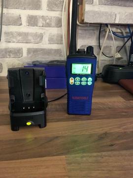 forsale marine band radio in perfect working order with desktop charger in blue may swap