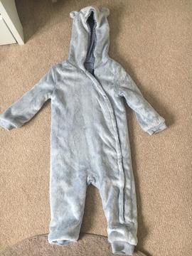 12-18 months fleece sleep suit onesie with no feet