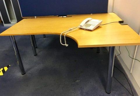 X 1 LARGE CURVED OFFICE DESK ON LEGS - GOOD CONDITION - £55 ONO