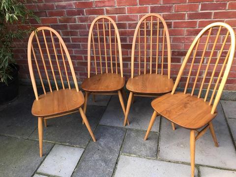 Set of 4 vintage blond Ercol Quaker dining chairs