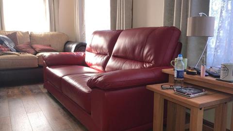 FREE!!! Red leather large two seater sofa