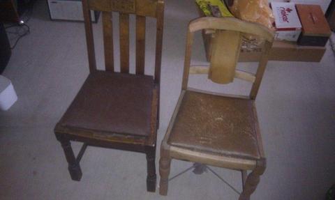 Set of two solid wood antique chair frames for renovation