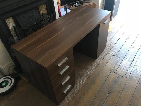 Walnut Desk with Drawers and Cupboard