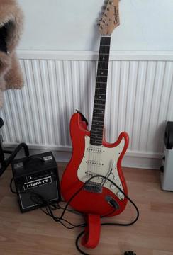 Electric strat guitar Nevada plus Hiwatt amplifier