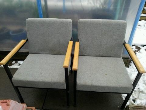 Pair of sturdy heavy duty office / reception / waiting room comfortable chairs