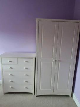 Wardrobe, bed and chest of drawers