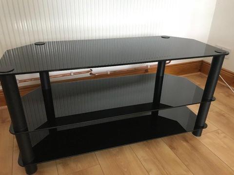 Black Glass TV Stand with 2 shelves good condition 100cm/39