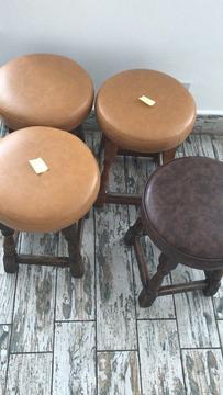 Leather top low stools (vintage, retro)
