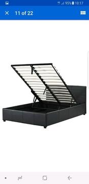 Leather bed King size with storage black