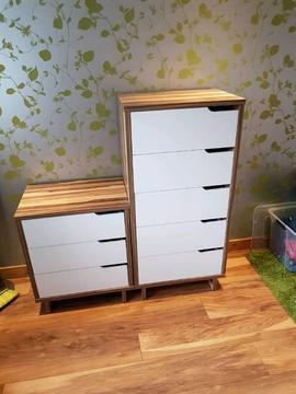 Lovely walnut/white effect chest of drawers