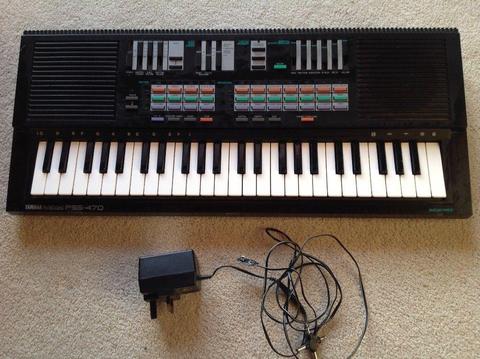 Yamaha PortaSound PSS-470 Stereo Digital Synthesizer Piano Keyboard with Adapter