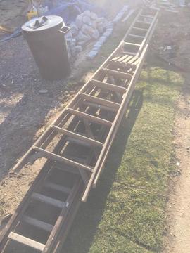 Wooden double ladder and step ladder