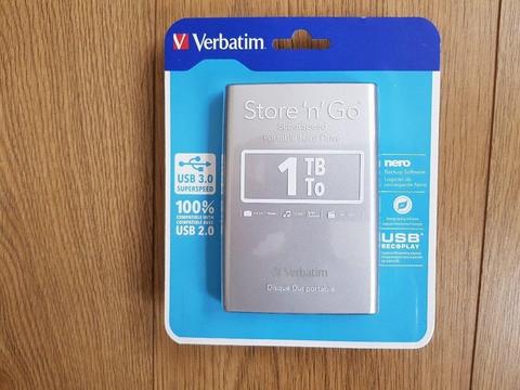 Brand New Sealed Verbatim Store n Go 1TB Mobile External Drive