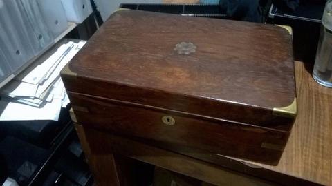 Antique solid wood and brass cigar box excellent central London bargain
