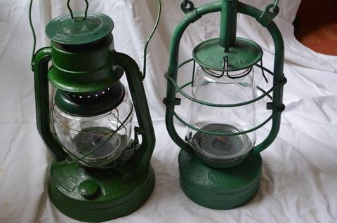 Two Vintage Hurricane Lamps