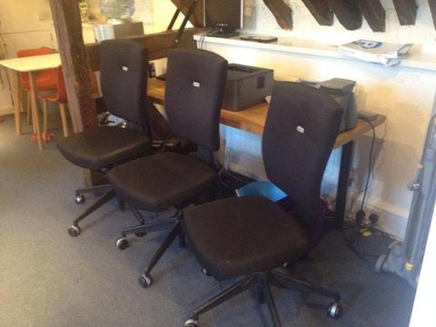Free to Collector - 3 Senator Office Chairs, Black Fabric