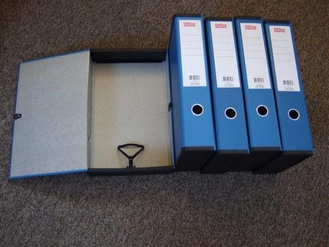 3 Box Files, Brand New, Foolscap Blue by Office Depot, Reinforced Plastic Ends. £9