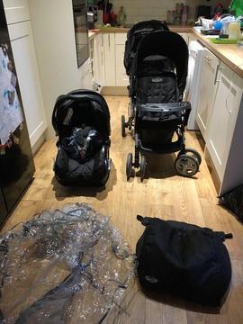 Graco Stadium Duo Tandem Pushchair (double buggy) + car seat