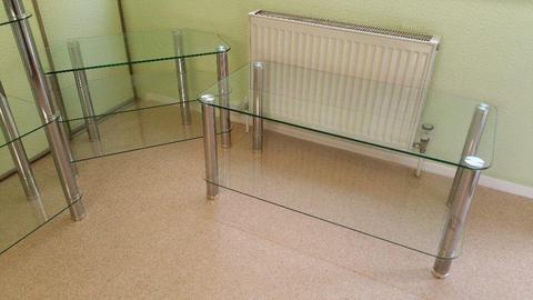 Glass/chrome TV Stand - Coffee Table - Display Unit