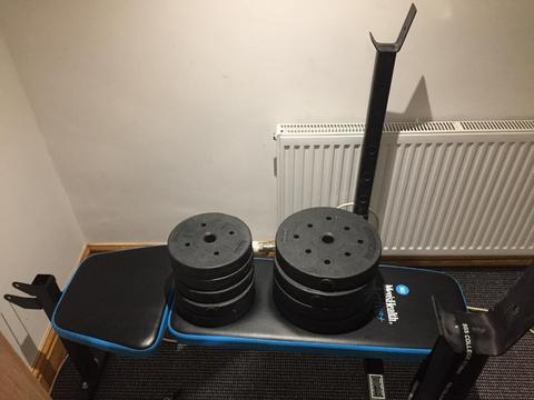 Weight bench with weights and bars