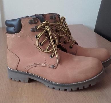 Size 3 Leather Upper Walking Boots (never worn)