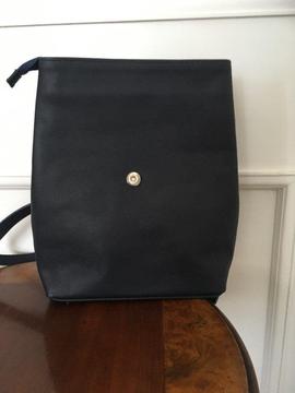 Designer Leather Bag/Backpack , medium size, navy blue