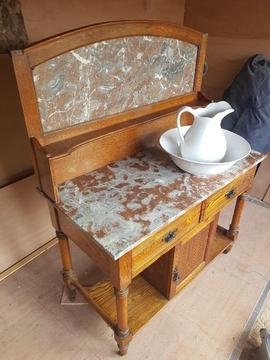 Washstand With Marble Top and Back