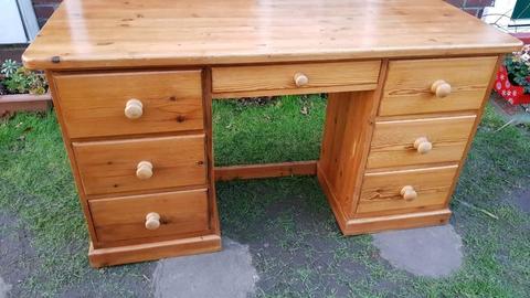 Large Waxed Pine Desk Dressing Table