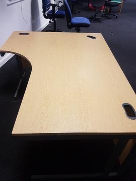 Large Oak effect curved right handed office desk 1800mm opposite to picture