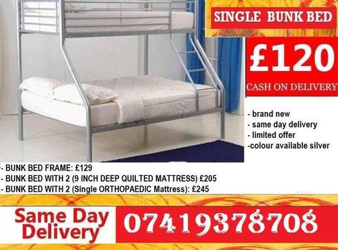 Brand New metal triosleeper Bunk Bed Available With Mattress mazed