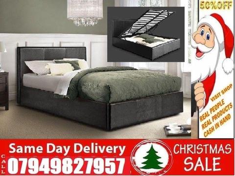 NEW OFFER Double Leather Ottoman Storage Bed Frame Deep Quilt Mattress Available
