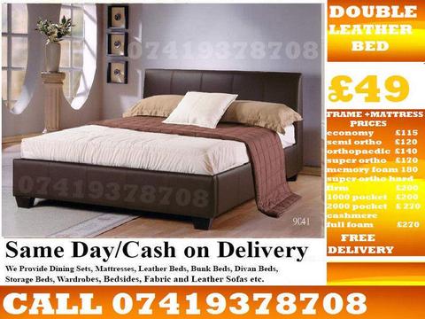 ORDER NOW BRAND NEW DOUBLE DIVAN LEATHER BED ORTHOPAEDIC MEMORY FOAM