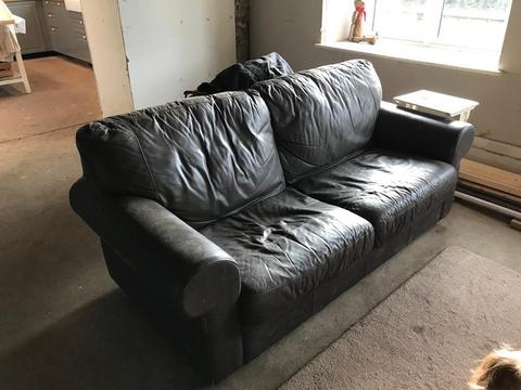 Free brown leather effect sofa