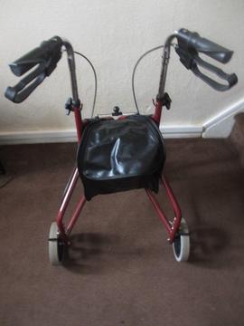 Folding 3 wheel tri-walker mobility aid wheeled walking frame