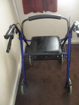 Folding Rollator 4 Wheel Walker Mobility Walking Frame Disabled Aid